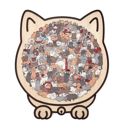 Adorable Cat-Shaped Wooden Jigsaw Puzzle 🧩🐱