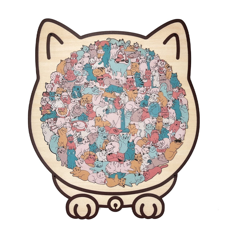 Adorable Cat-Shaped Wooden Jigsaw Puzzle 🧩🐱